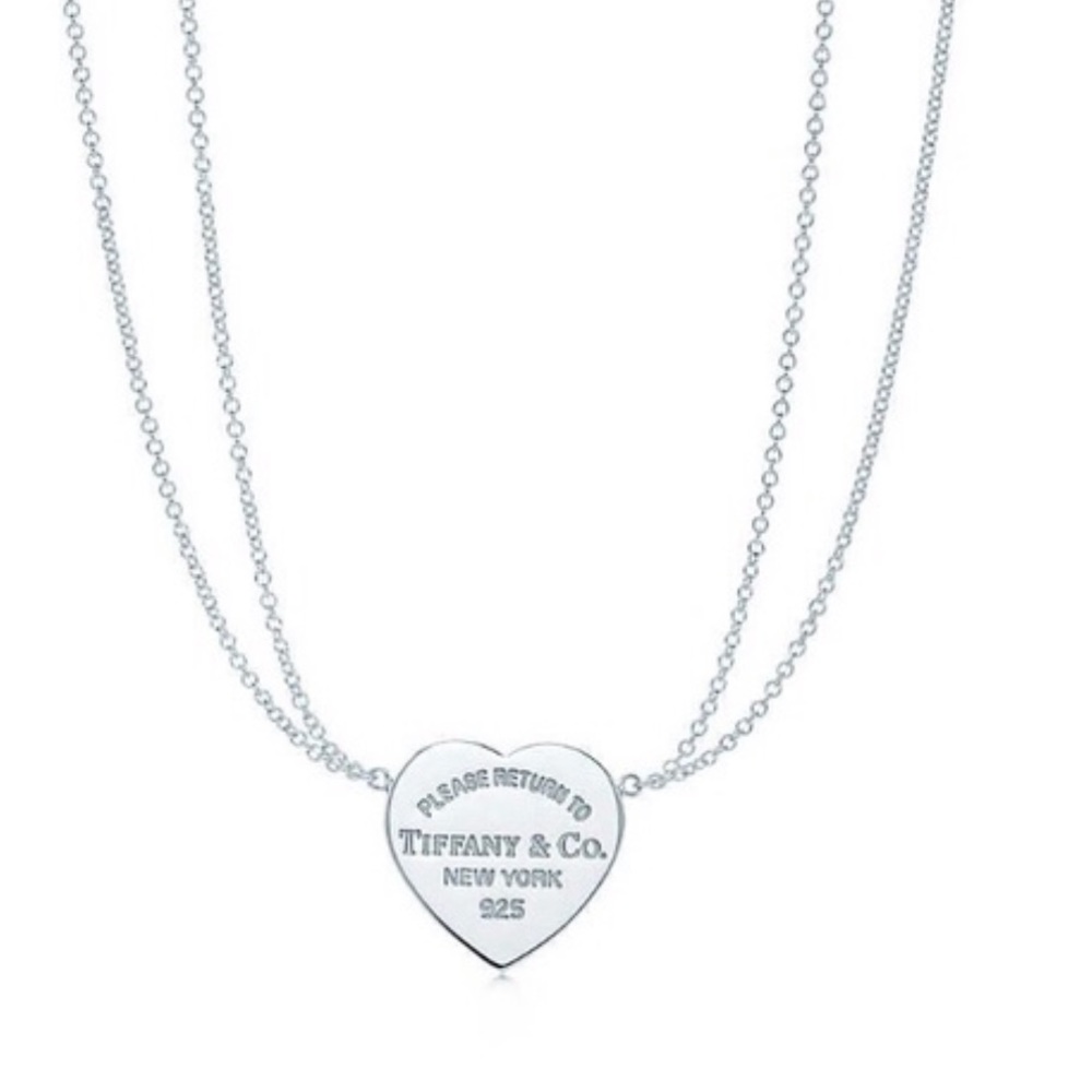 Double chain Tiffany & Co. heart necklace